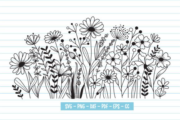 Download Hand Drawn Blooming Wildflowers Svg - Wild Collection