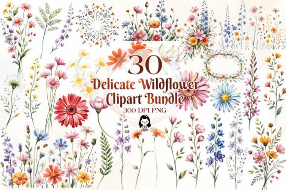 Download Delicate Wildflowers Watercolor Clipart - Wild Collection