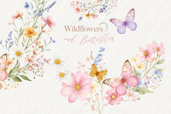 Download Wildflowers Butterflies Clipart - Wild Collection
