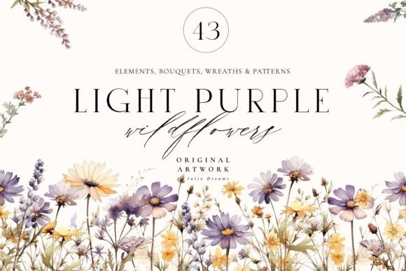 Download Light Purple Watercolor Wildflowers - Wild Collection