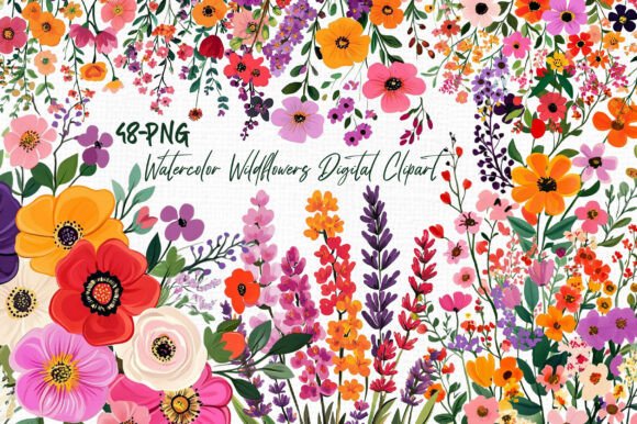 Download Watercolor Wildflowers Digital Clipart - Wild Collection