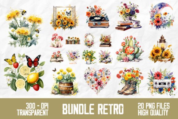 Download Retro Wild Flowers Sublimation Bundle - Wild Collection