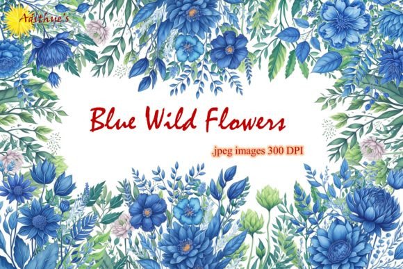Download Blue Wild Flowers - Sublimation Clipart - Wild Collection