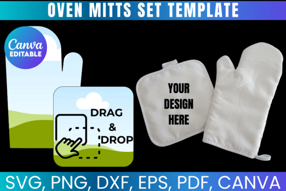 Download Oven Mitts Set Template Oven Glove SVG - Mitts Collection