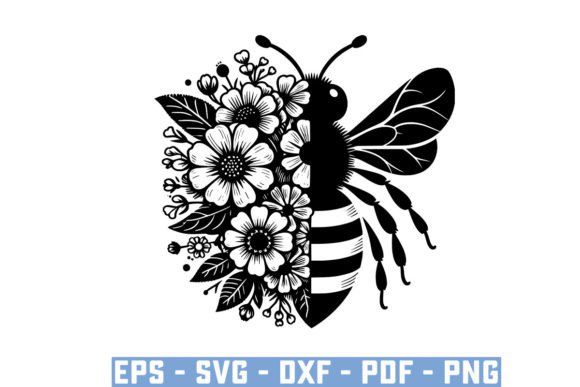 Download Gift Bee with Flowers Funny Vector Files - Premium Bundle