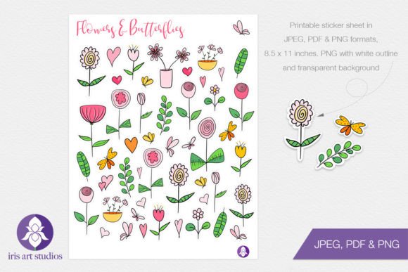 Download Printable Flowers &amp; Butterflies Stickers - Stickers Collection
