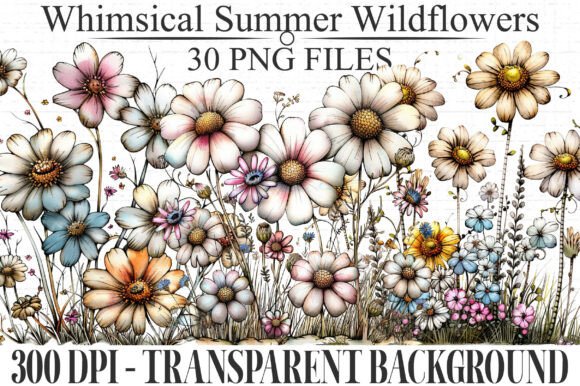 Download Whimsical Summer Wildflowers Clipart - Wild Collection
