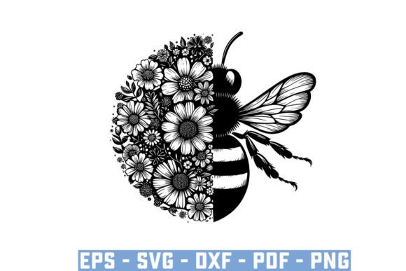 Download Gift Bee with Flowers Funny Vector Files - Premium Bundle