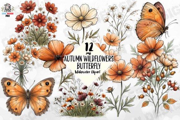 Download Autumn Wildflowers Butterfly PNG - Wild Collection