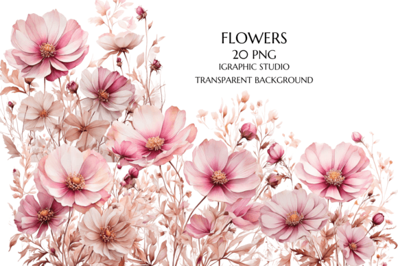 Download Rose Gold and Pink Wildflowers PNG - Wild Collection
